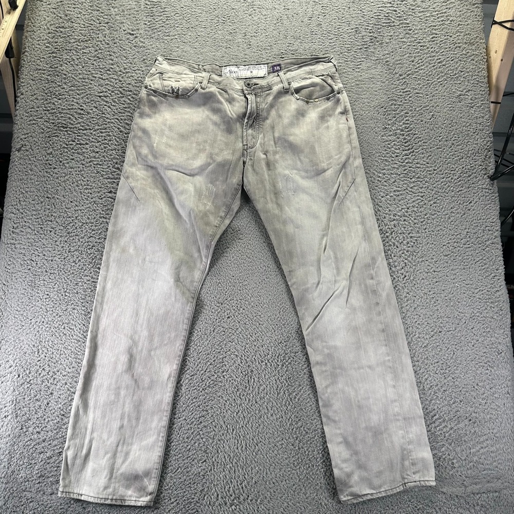 Vintage Akoo Jeans Mens 38x34 Gray Cotton Denim Straight Baggy Studded Western